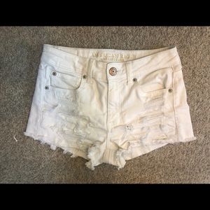 American Eagle Distressed White Shorts
